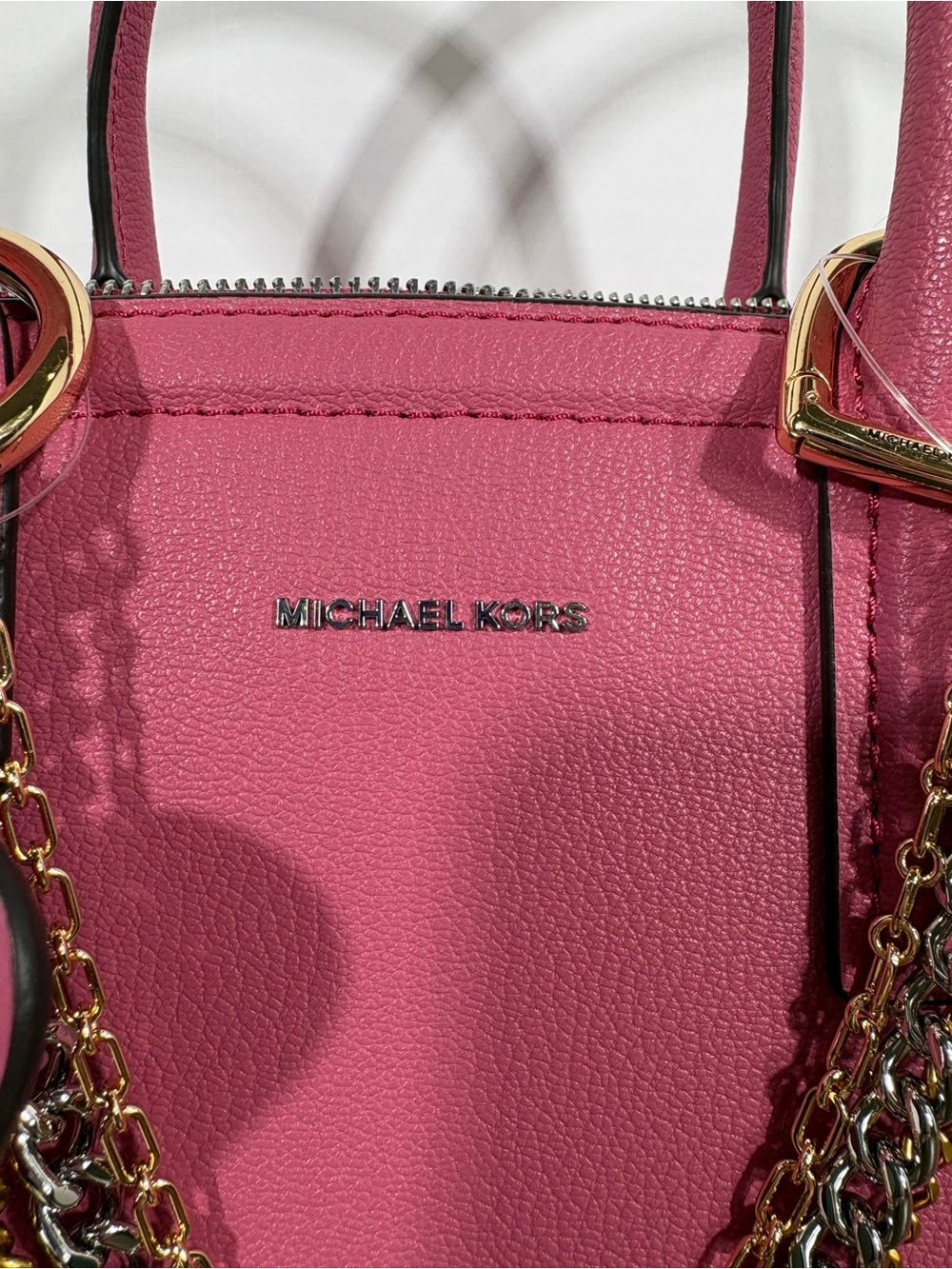 NWT Michael Kors Laila Leather Medium Satchel Handbag in Rosewood Pink - Picture 5 of 14